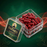 DaZiagra capsules by ASHFAQ Hakeem in clear container on green background, herbal supplement